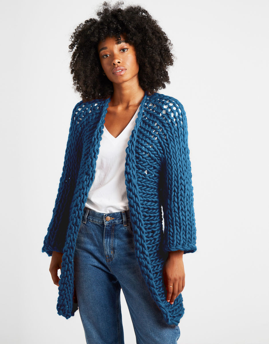 Fearless Cardigan Sherpa Blue