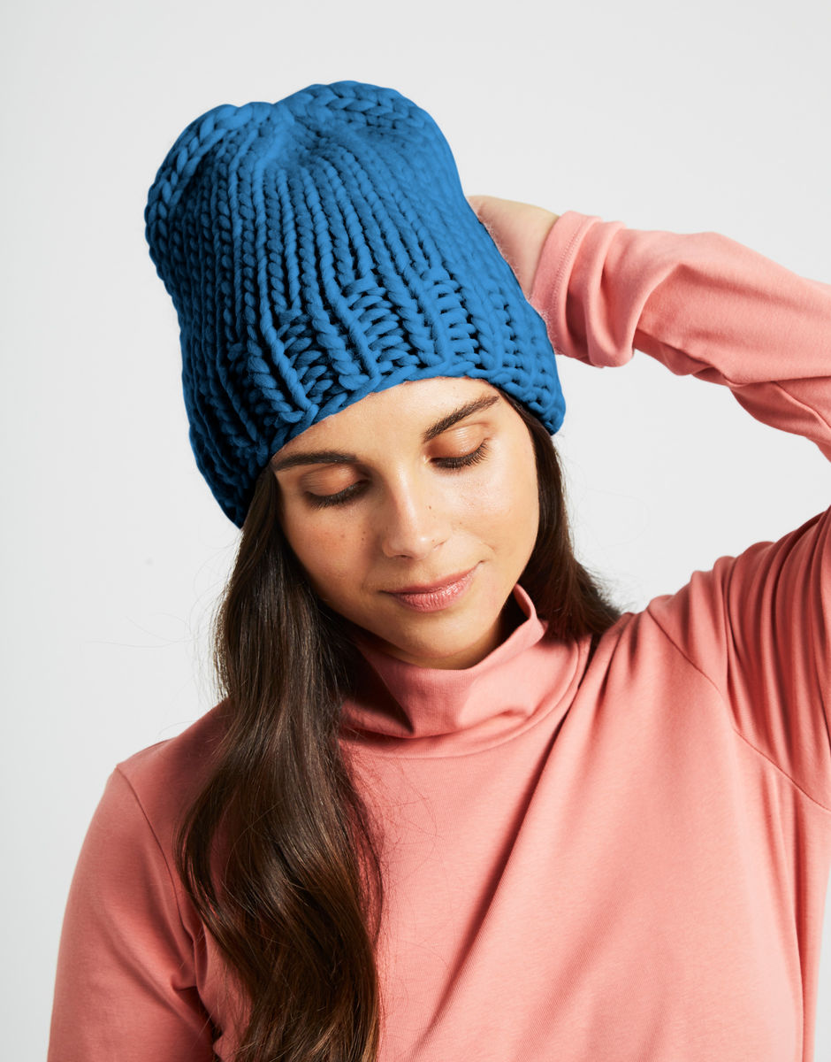 Hygge Mütze Sherpa Blue