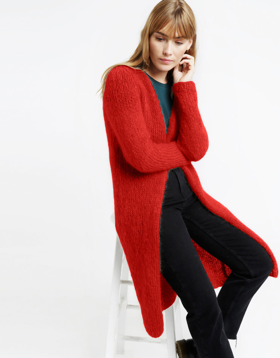 Delia Cardigan Lipstick Red