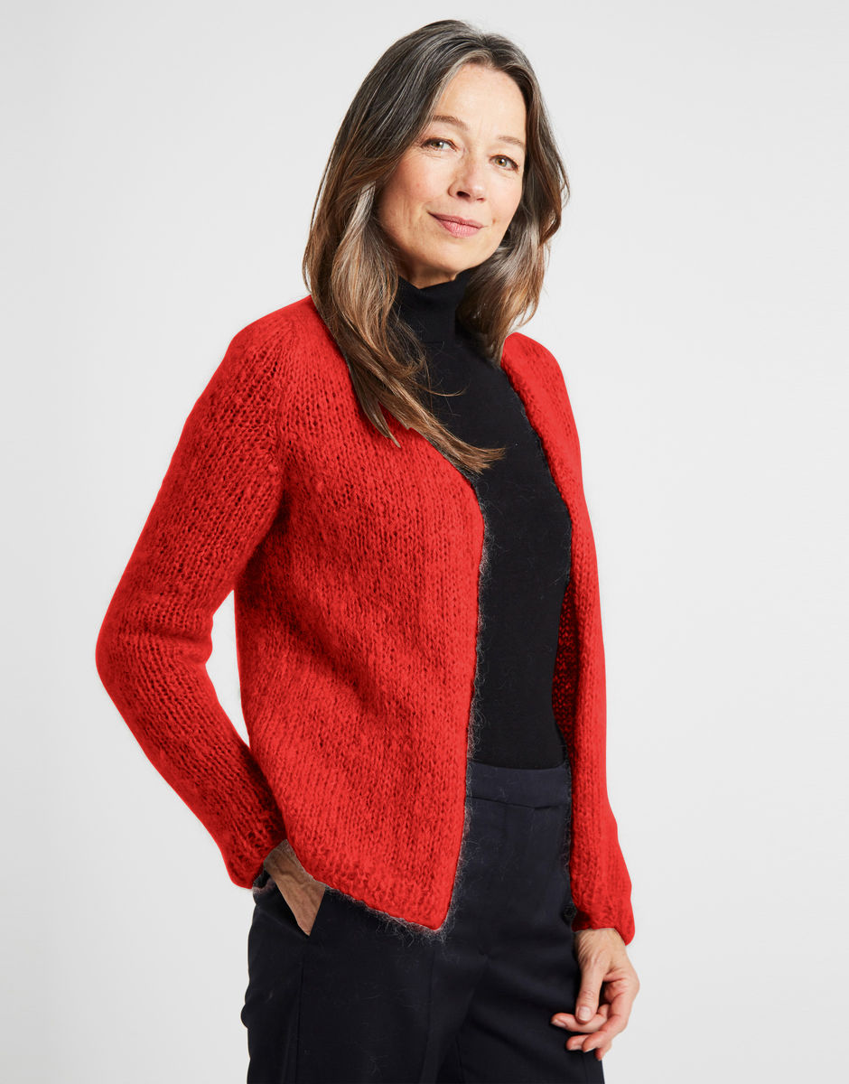 Needed Me Cardigan Lipstick Red