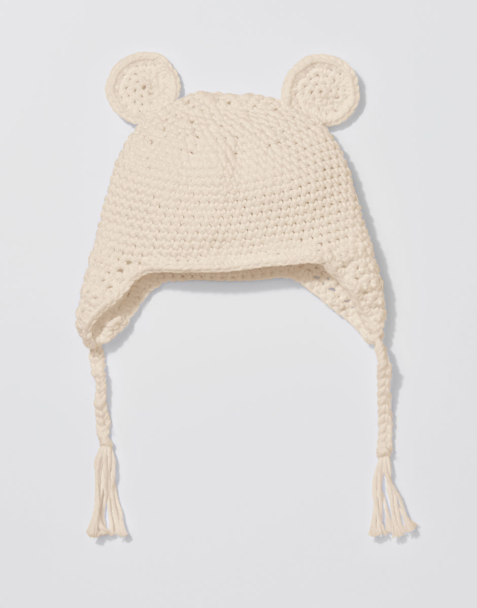 Buster Bear Beanie Ivory White