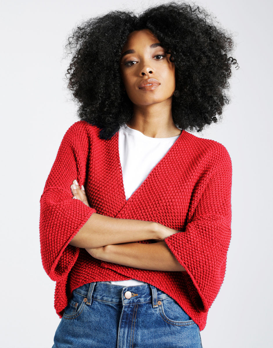 Final Countdown Cardigan Lipstick Red