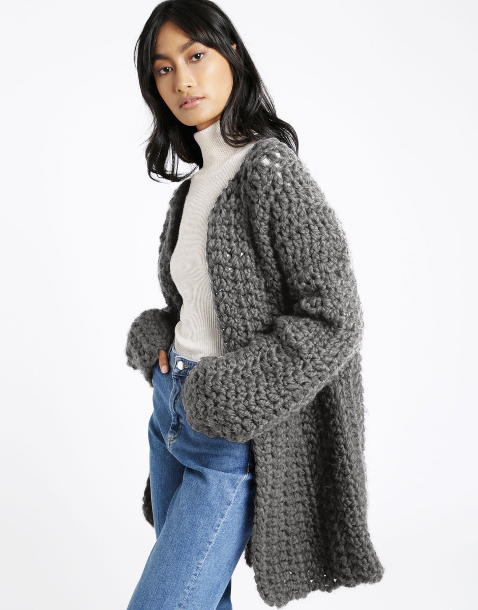 All Or Nothing Coatigan Tweed Grey