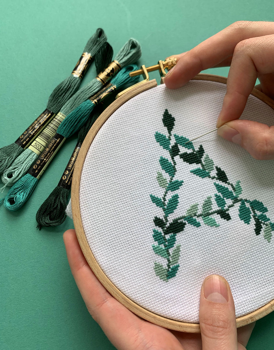 Leafy Letters cross-stitch kit