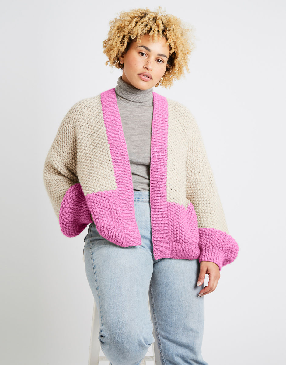 Grace Cardigan Two Tone Bubblegum Pink