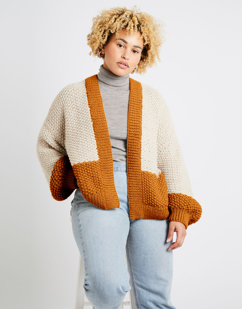 Grace Cardigan Two Tone Chestnut Brown