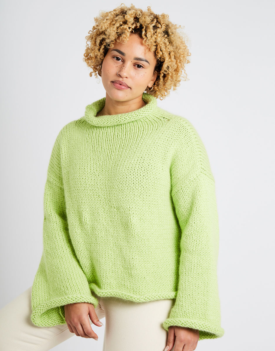 Audrey Cropped Sweater Lime Sorbet