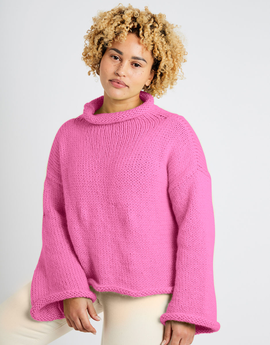 Audrey Cropped Sweater Bubblegum Pink