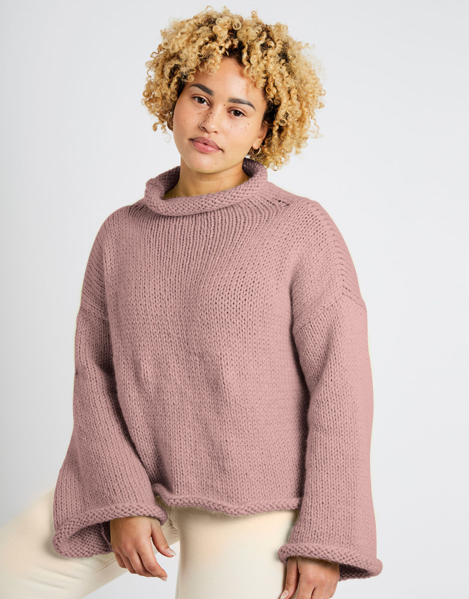 Audrey Cropped Sweater Cameo Rose
