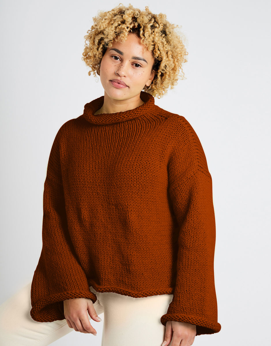 Audrey Cropped Sweater Chestnut Brown