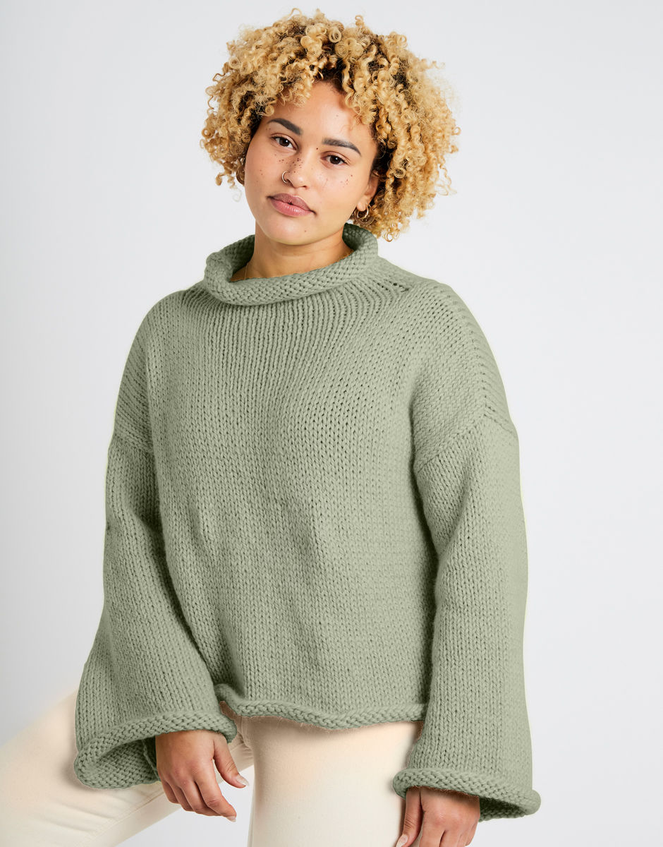 Audrey Cropped Sweater Eucalyptus Green