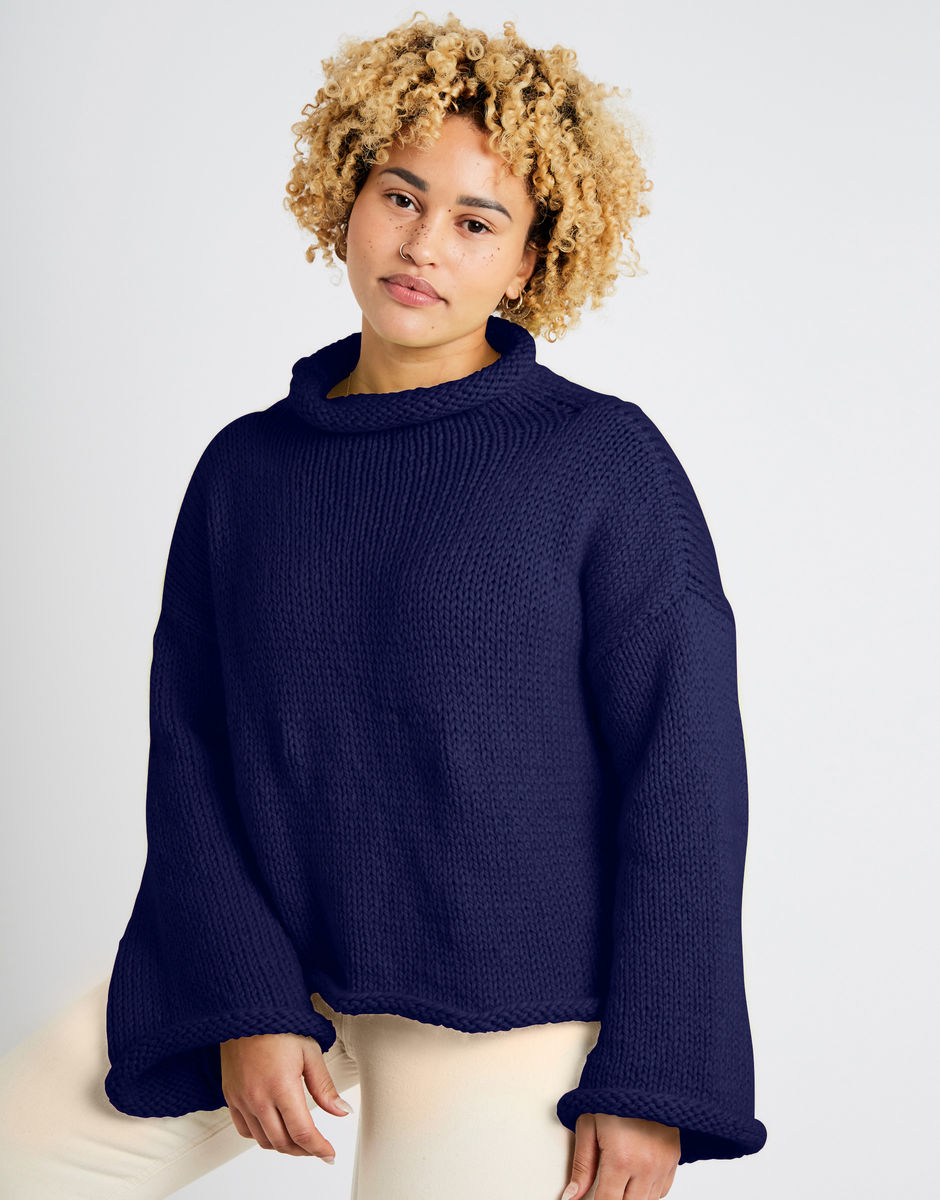 Audrey Cropped Sweater Midnight Blue
