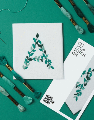 Leafy Letters cross-stitch kit