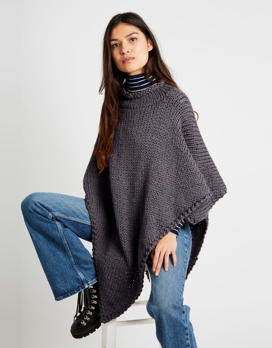 Poncho Gwyneth Tweed Grey
