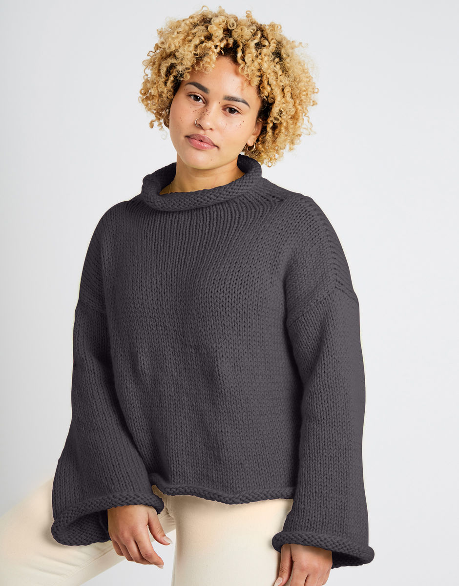 Audrey Cropped Sweater Tweed Grey