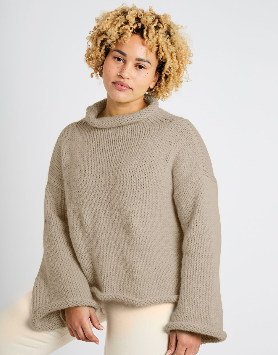 Audrey Cropped Sweater Sahara Dust