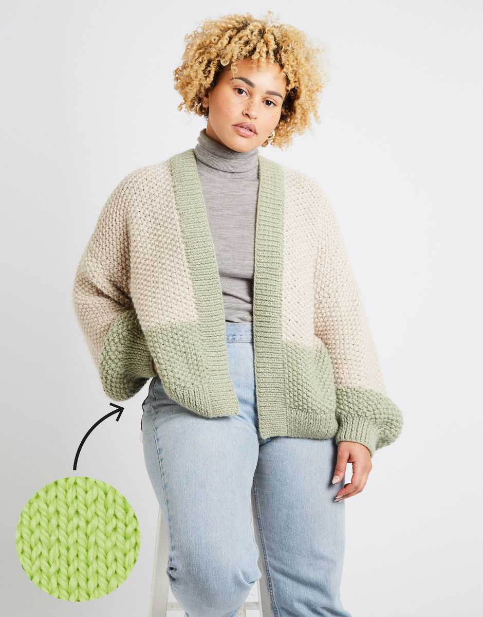 Grace Cardigan Two Tone Lime Sorbet