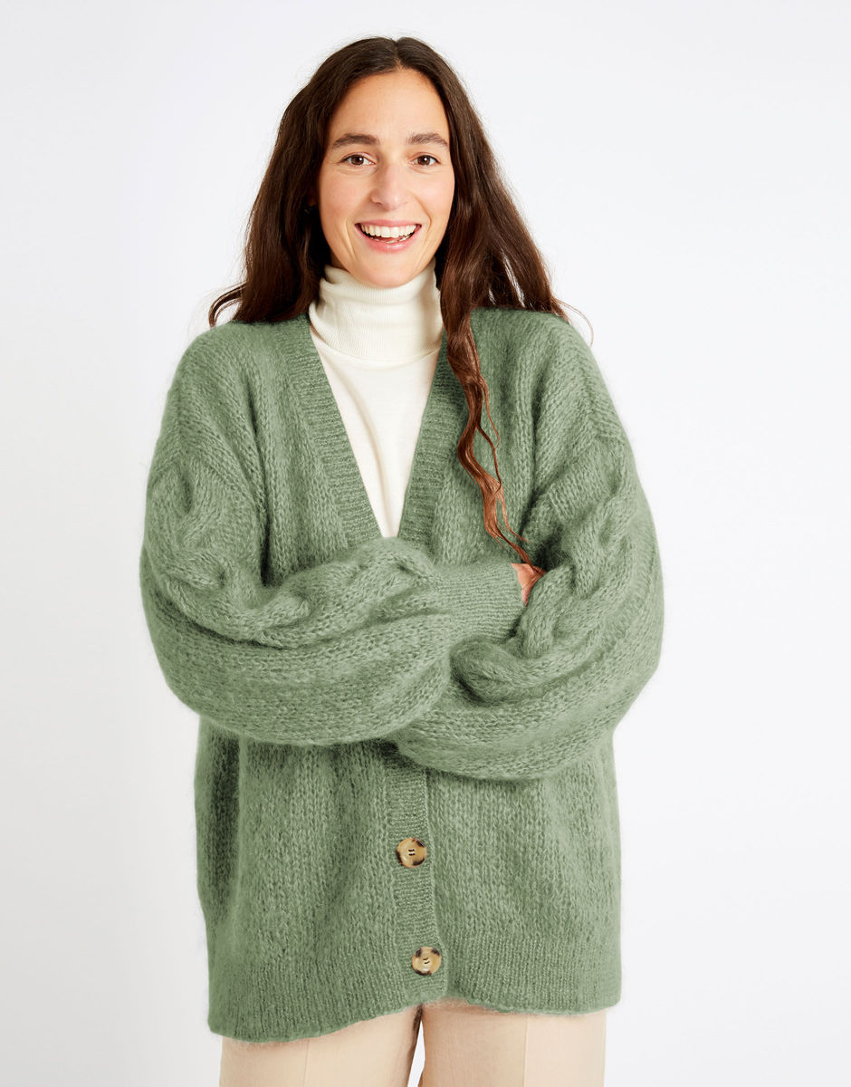Miles Cardigan Eucalyptus Green