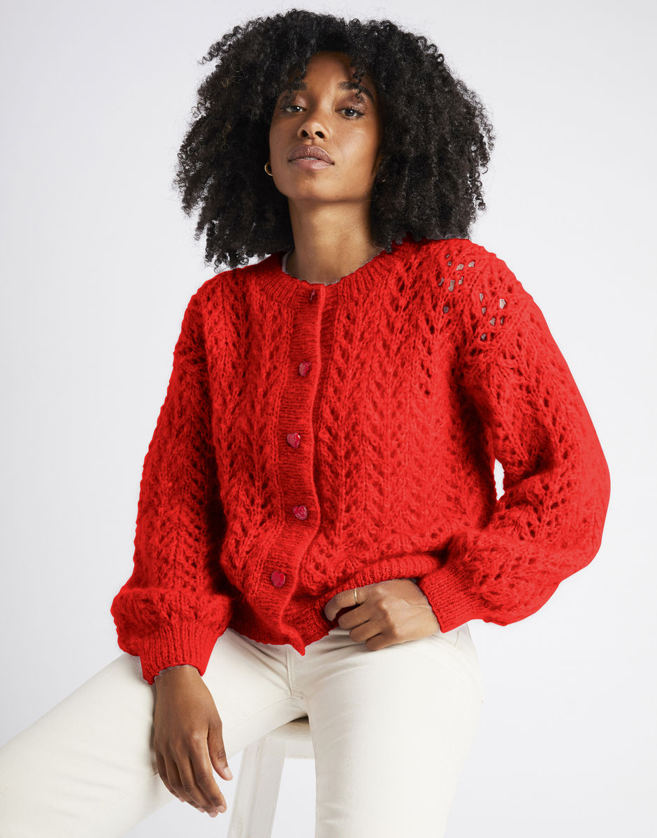 Cannes Cardigan Lipstick Red