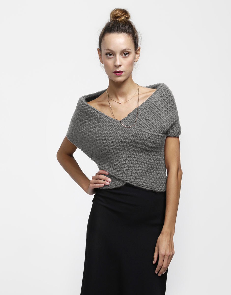Cross My Heart Wrap Tweed Grey