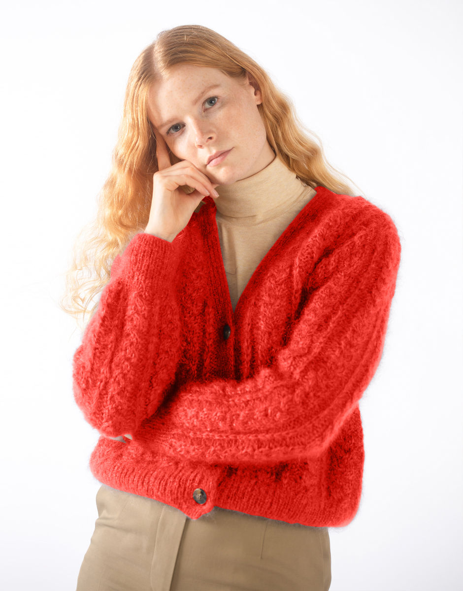 Margo Cardigan Lipstick Red