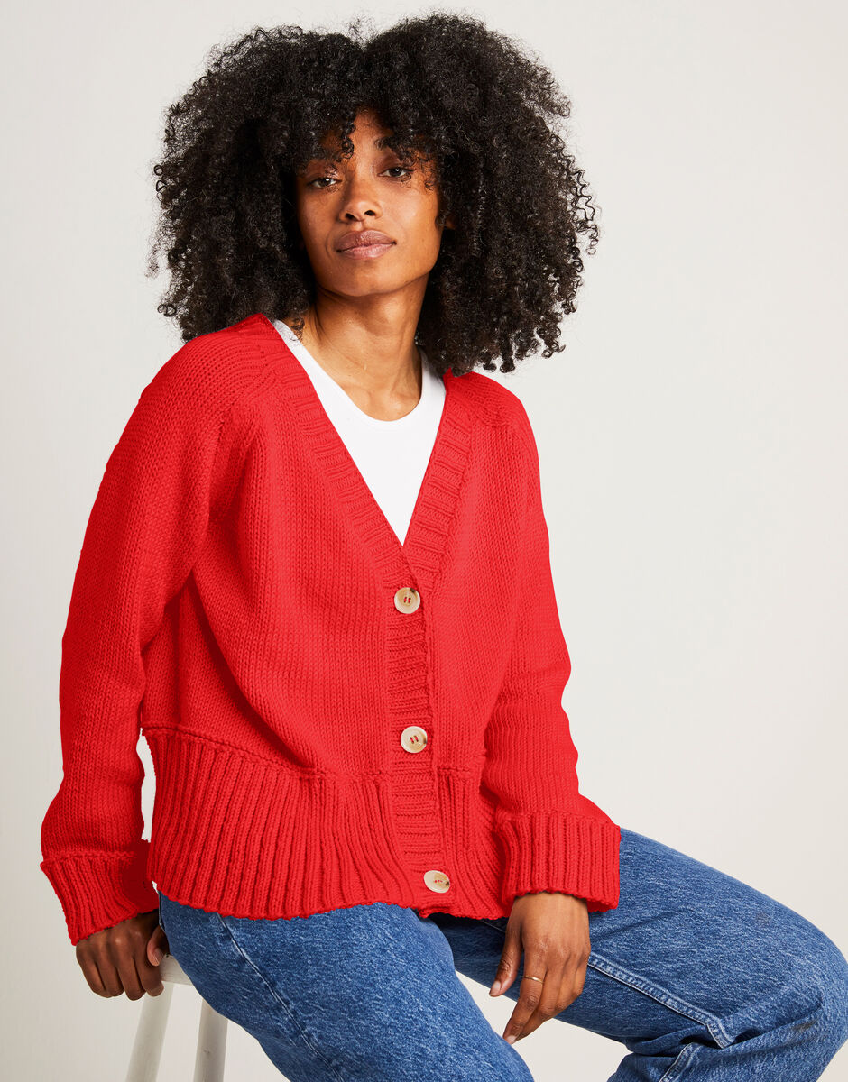 Hold On Cardigan Lipstick Red
