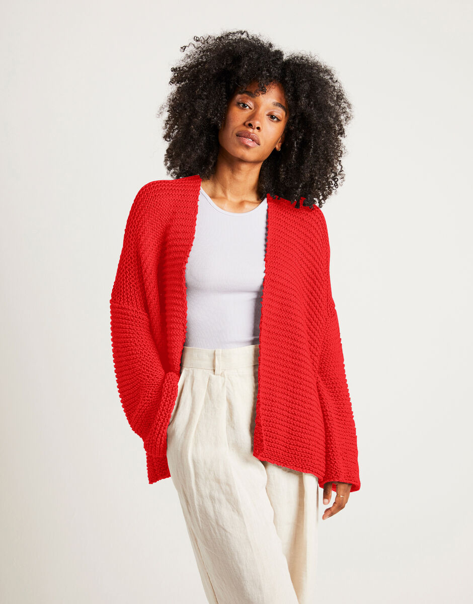Break My Heart Cardigan Lipstick Red