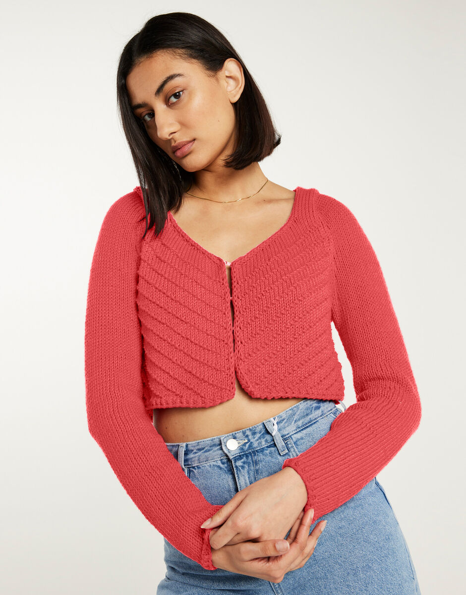Danielle Cardigan Lipstick Red