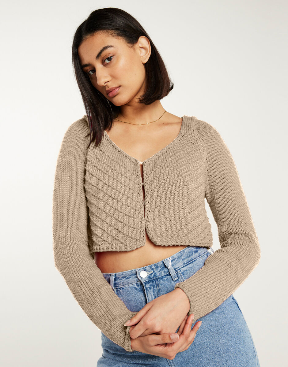 Danielle Cardigan Timber Wolf