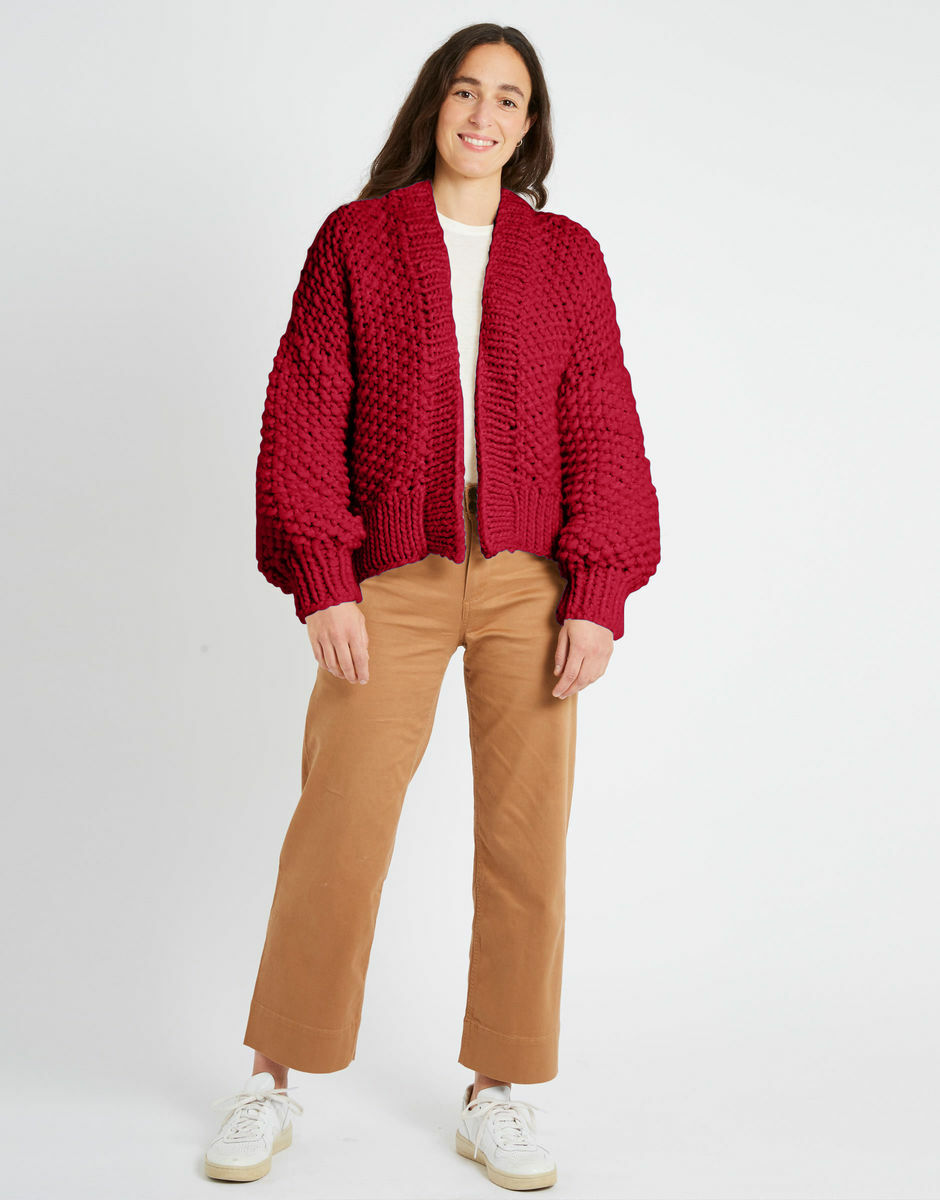 Iris Cardigan Lipstick Red