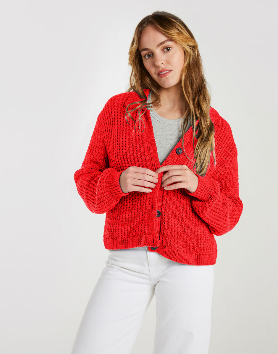 Outlast Cardigan Lipstick Red