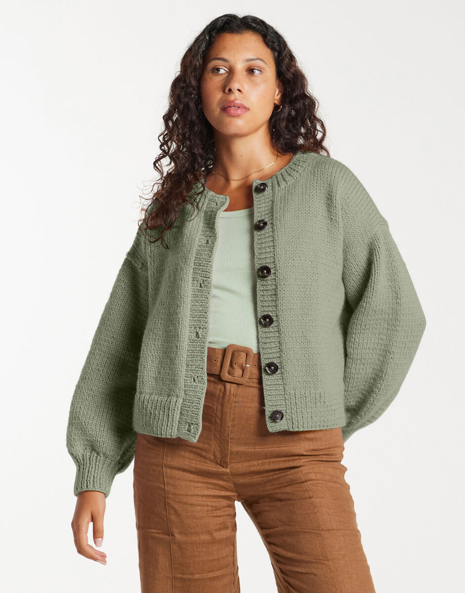 Good for You Cardigan Eucalyptus Green