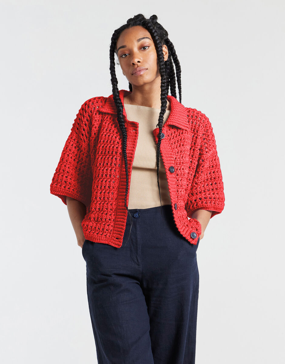 Portia Cardigan Lipstick Red