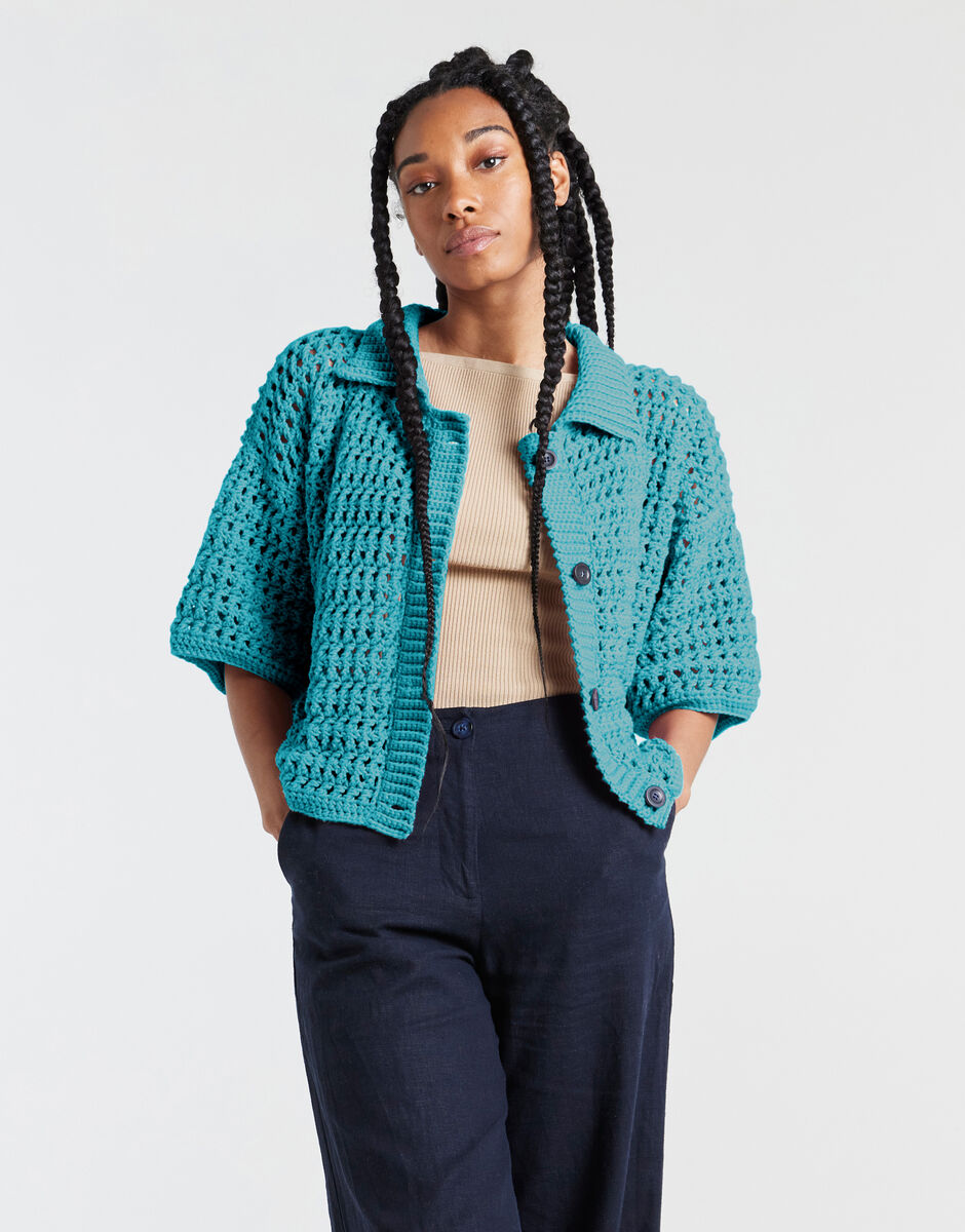 Portia Cardigan Turquoise Waters
