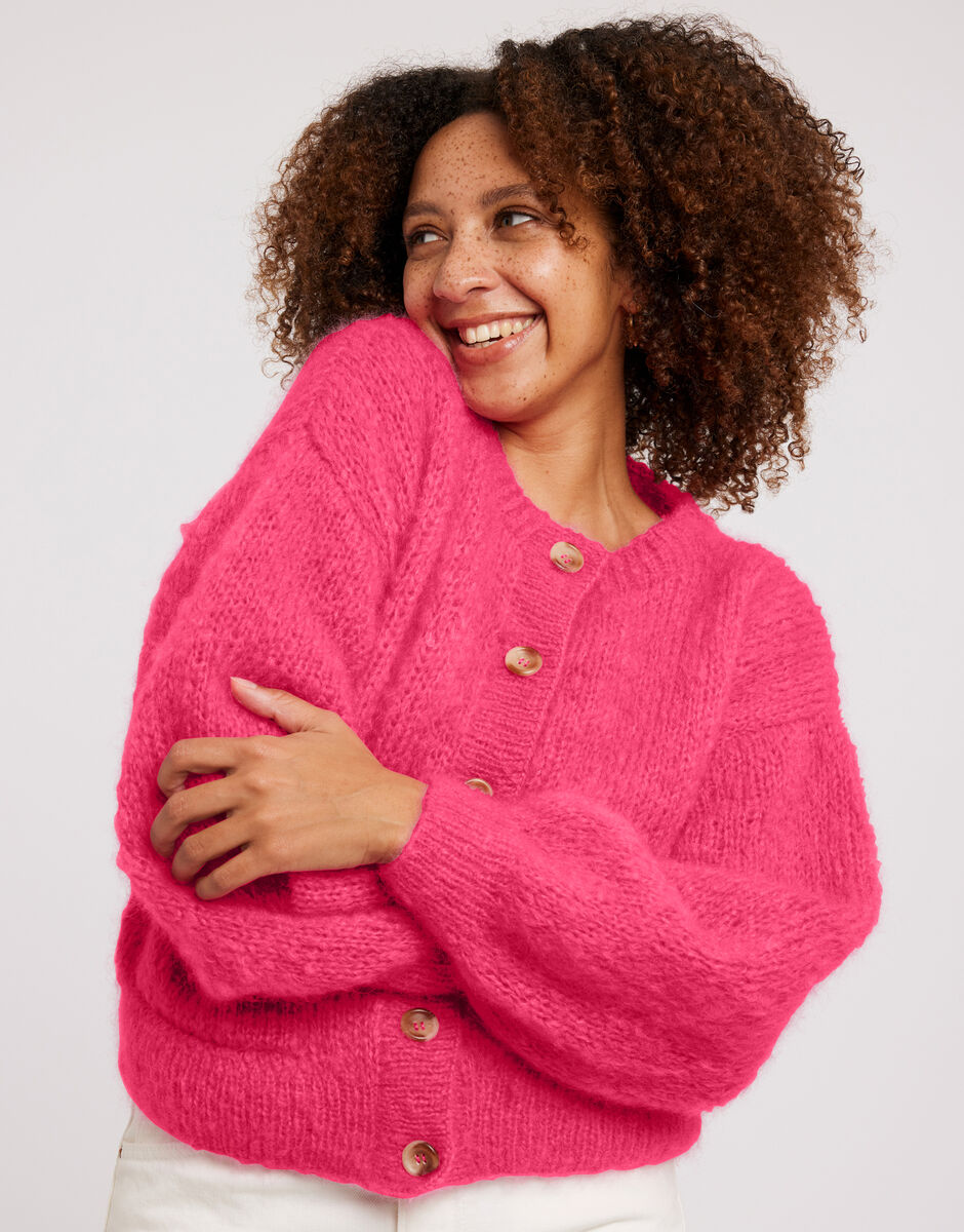 Siobhan Cardigan Hot Punk Pink