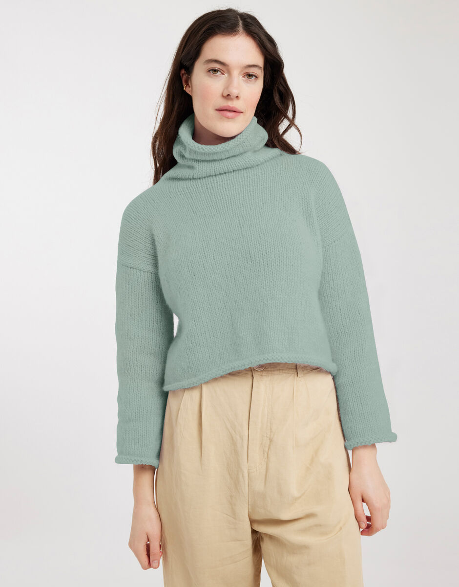 Relax Knit Through It Sweater Eucalyptus Green