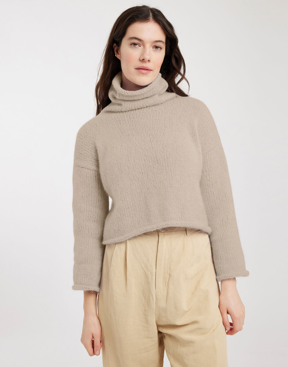 Relax Knit Through It Sweater Seashell Beige