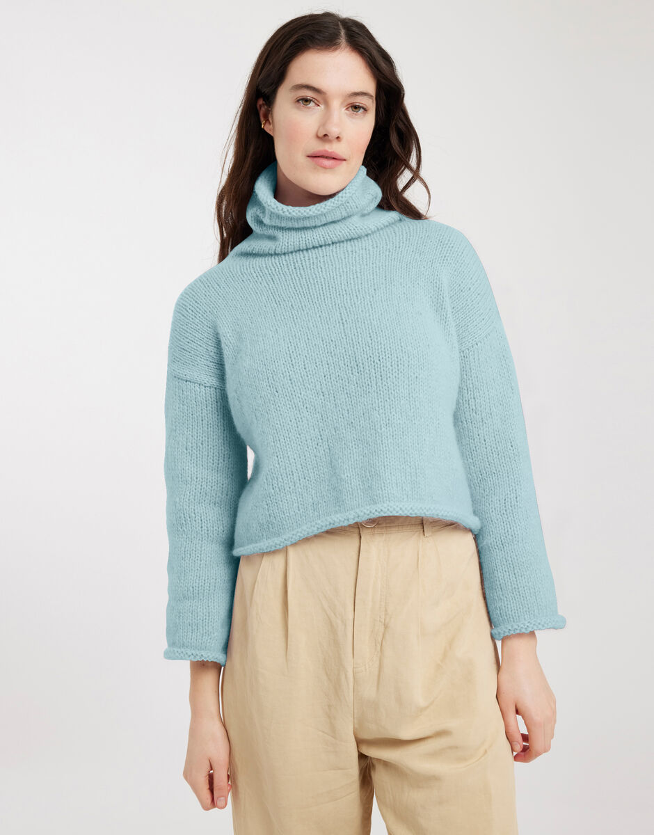Relax Knit Through It Sweater Duck Egg Blue