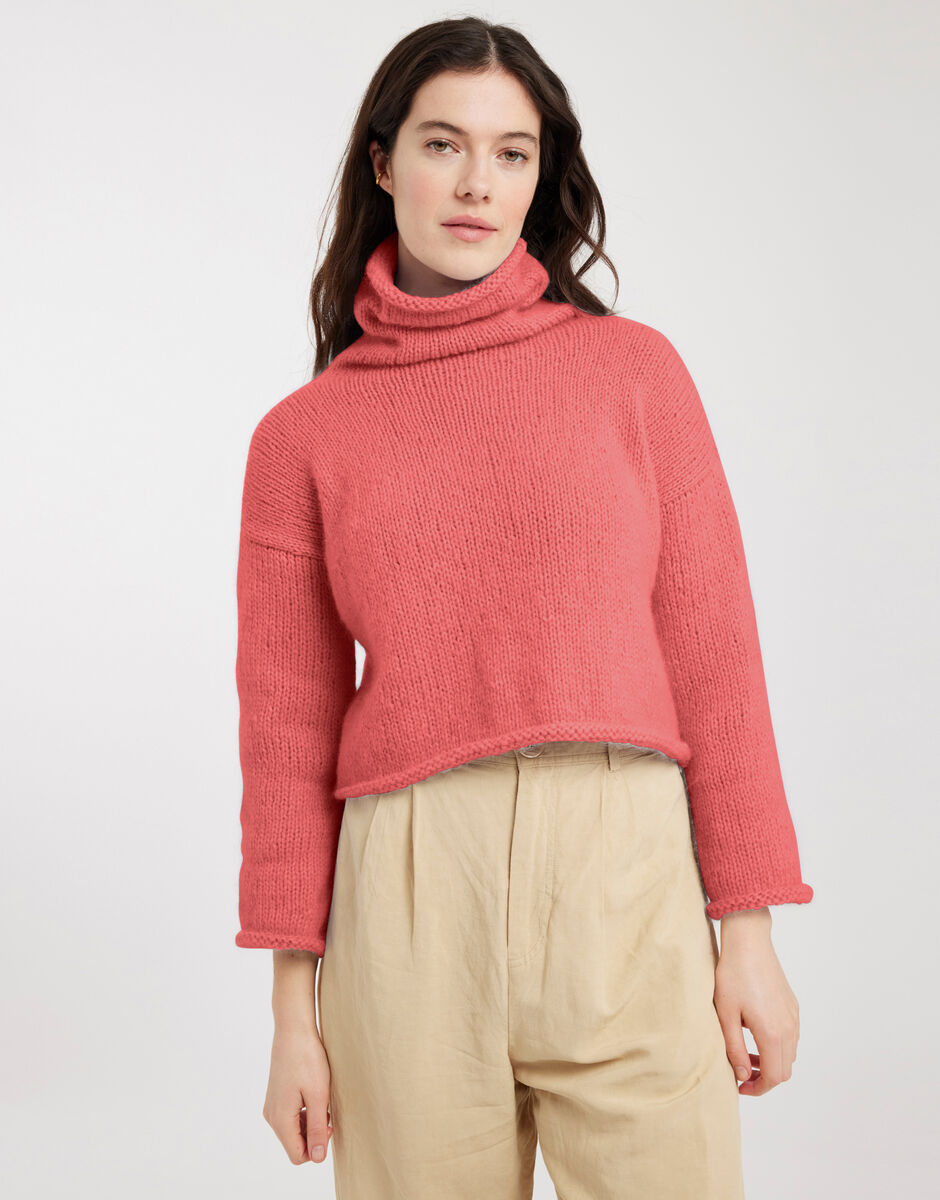 Relax Knit Through It Sweater Raspberry Pink