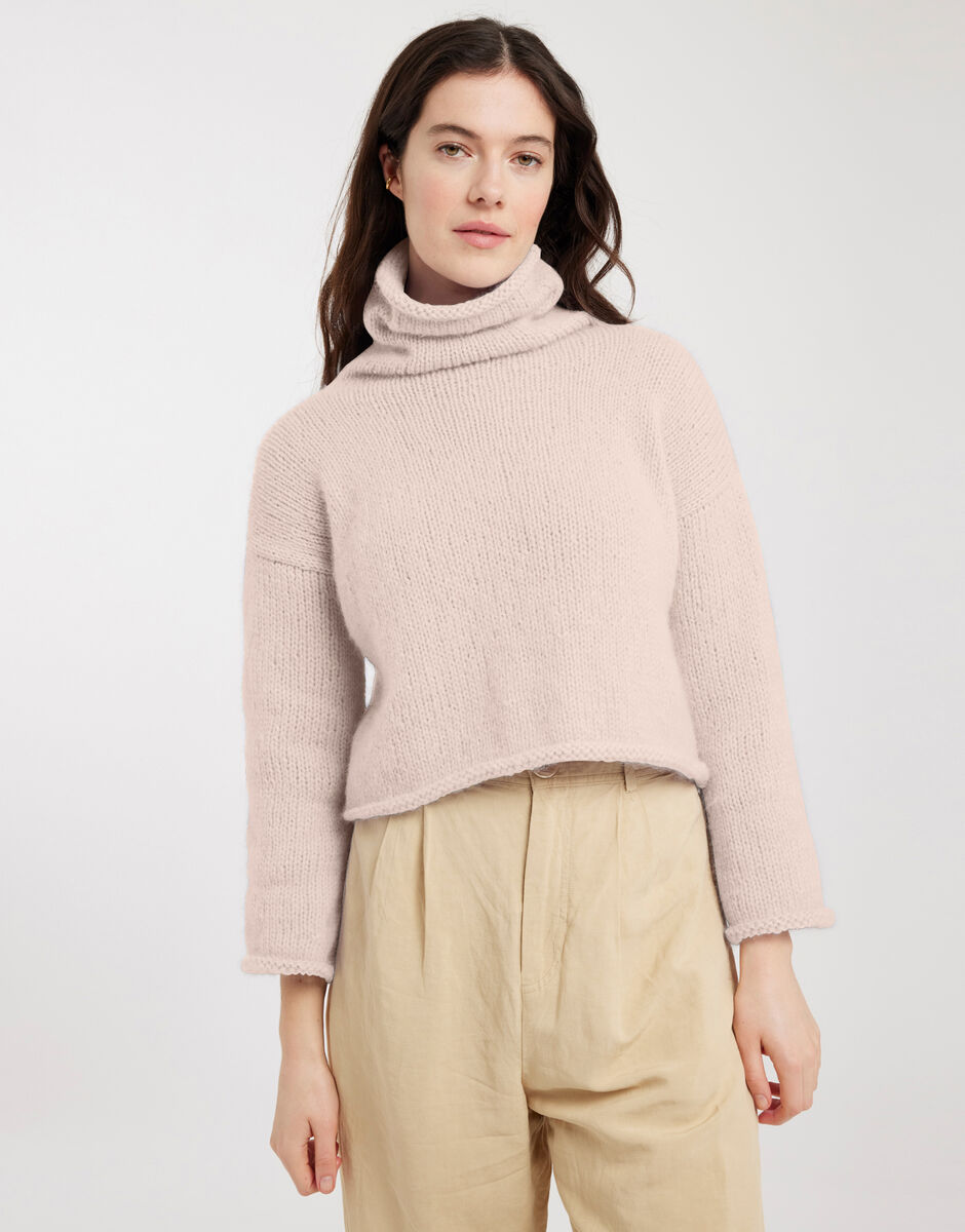 Relax Knit Through It Sweater Cameo Rose