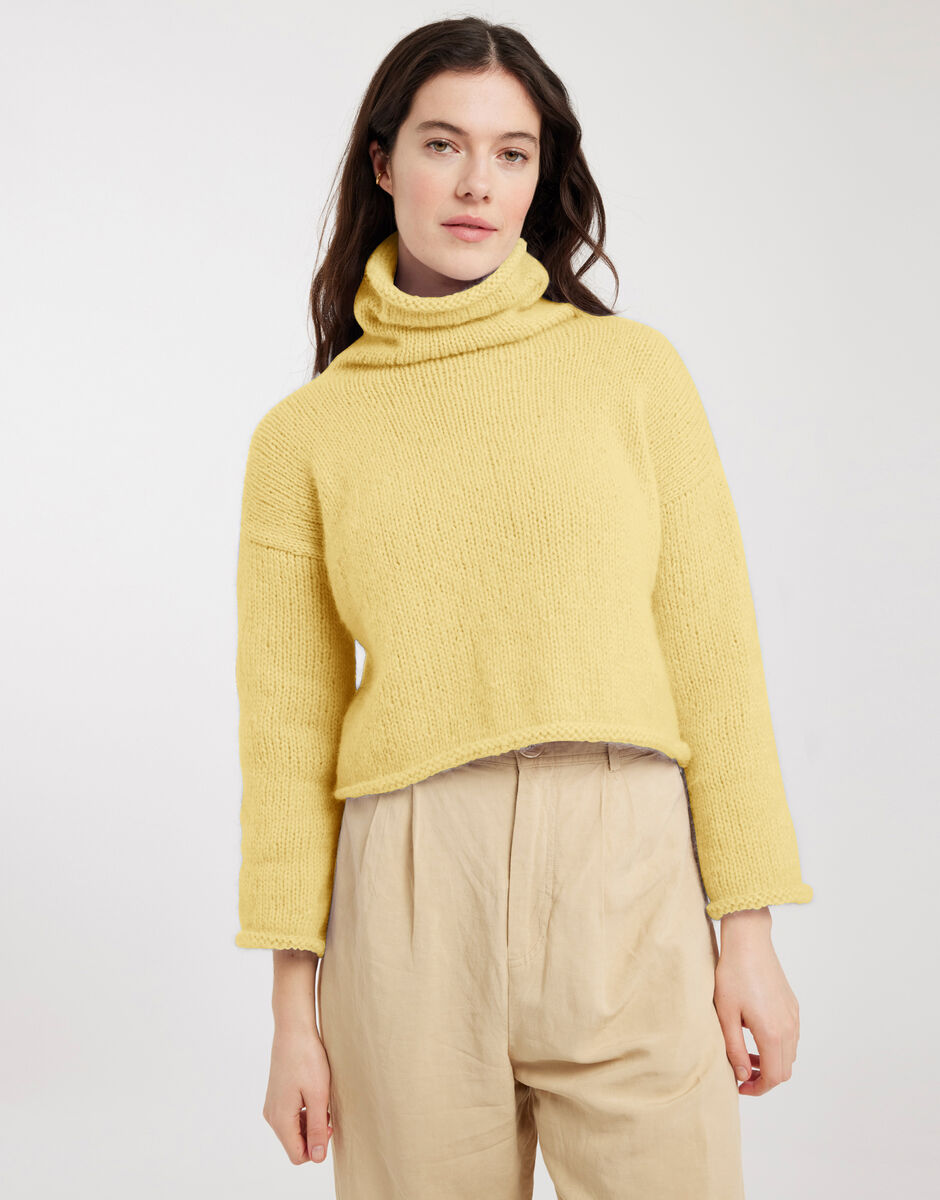 Relax Knit Through It Sweater Buttercup Yellow