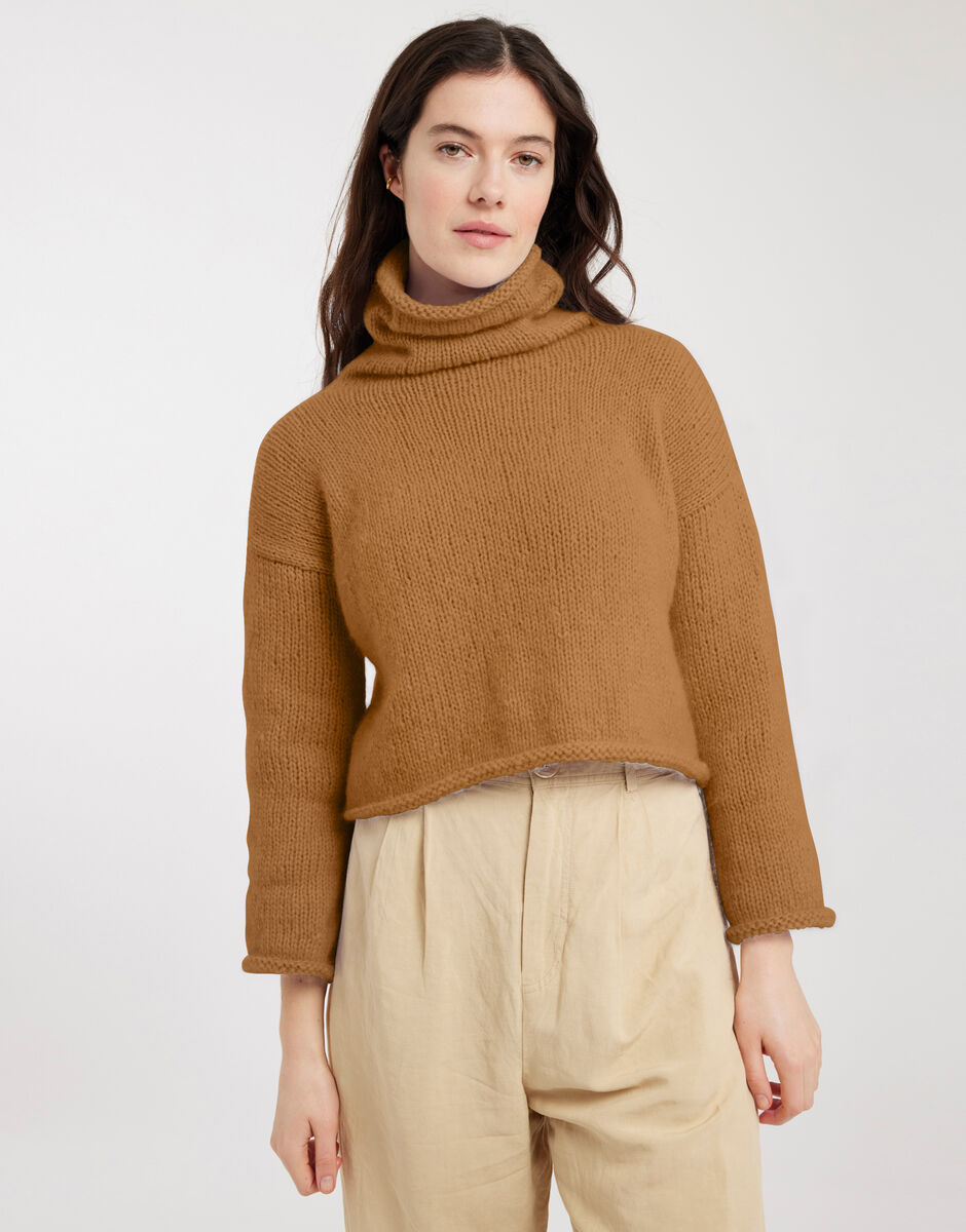 Relax Knit Through It Sweater Brown Sugar