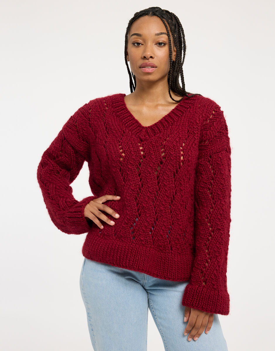 Folklore Sweater Merlot Red