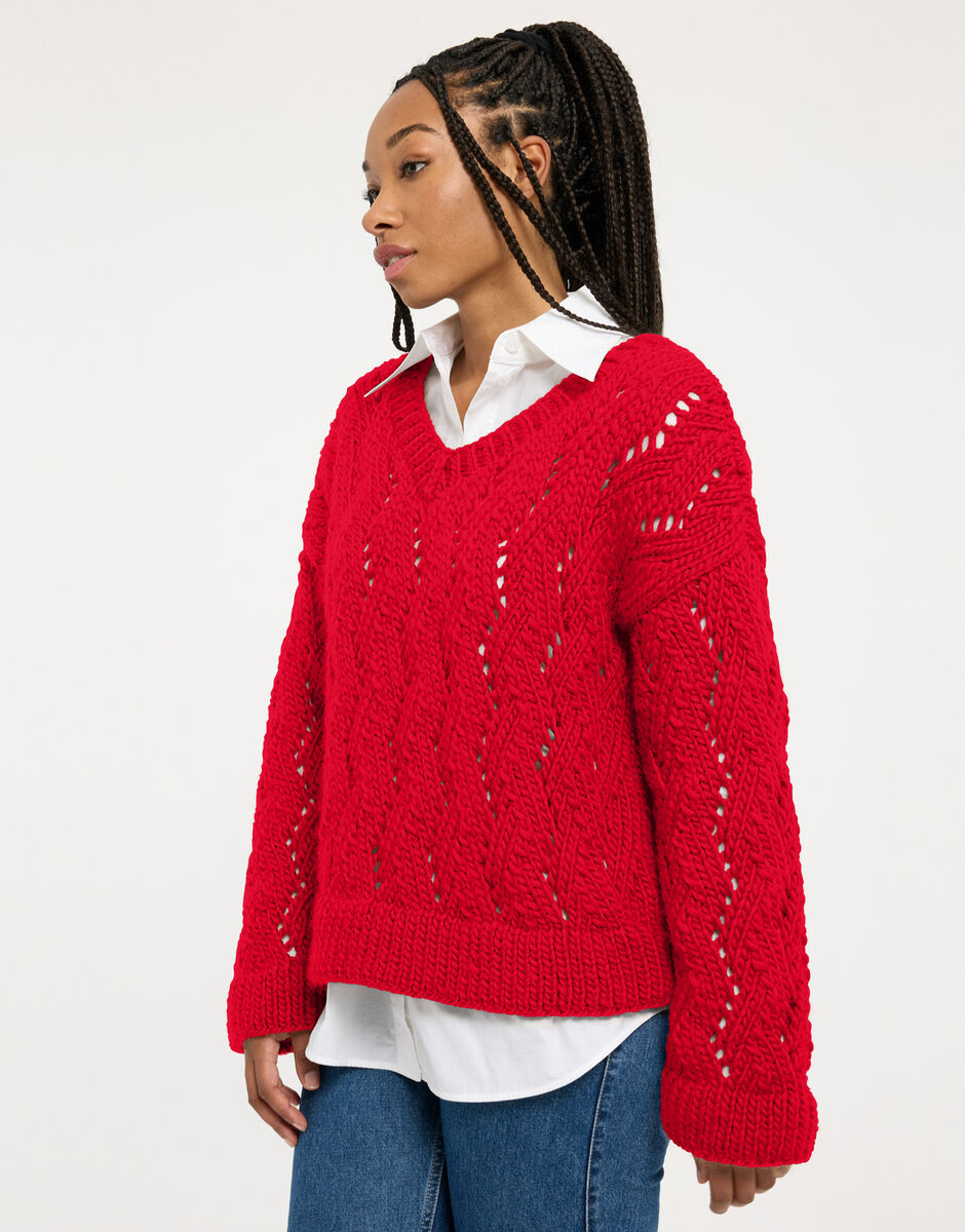 Folklore Sweater Lipstick Red