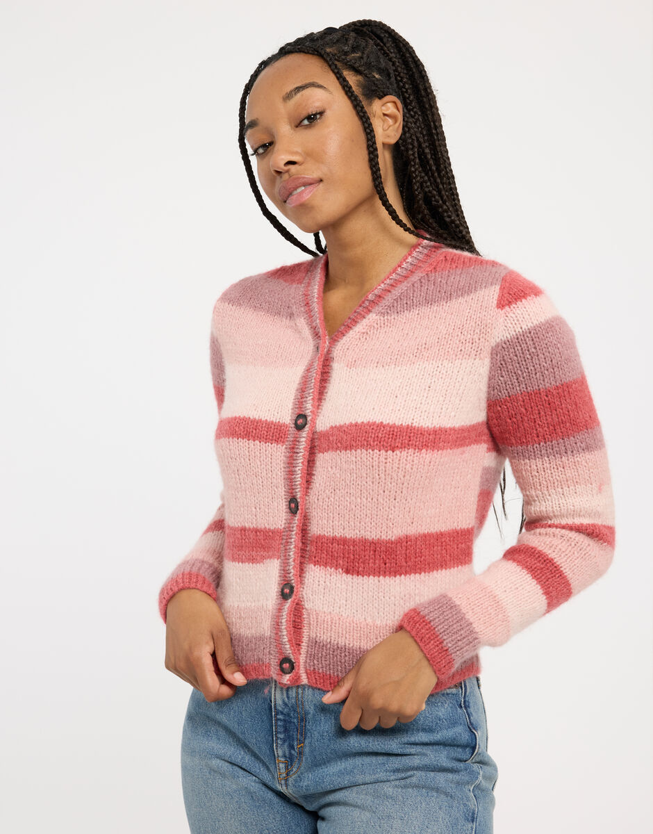 Mary Kate Cardigan Sugar Pink Stripe