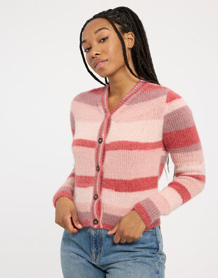 Mary Kate Cardigan Sugar Pink Stripe