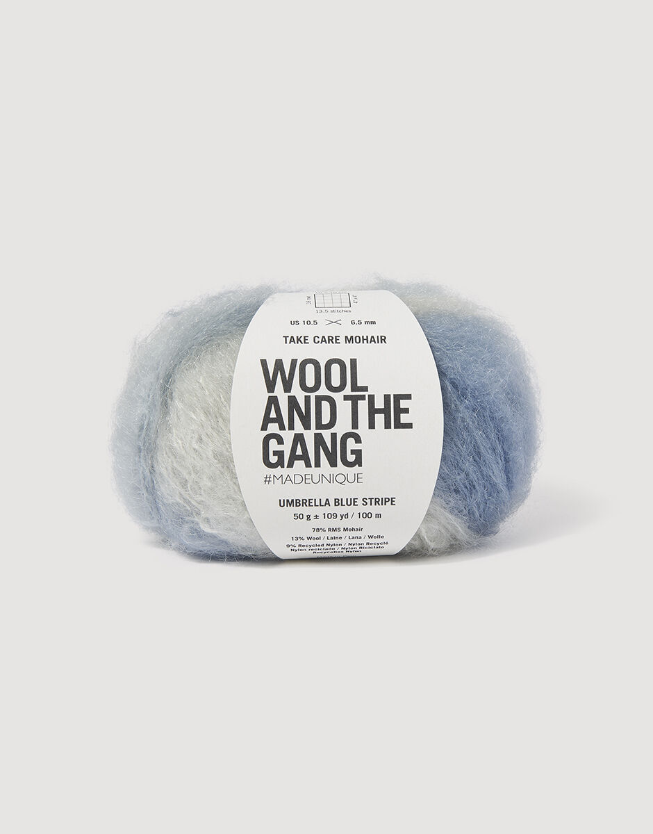 Take Care Mohair Stripe Umbrella Blue Stripe