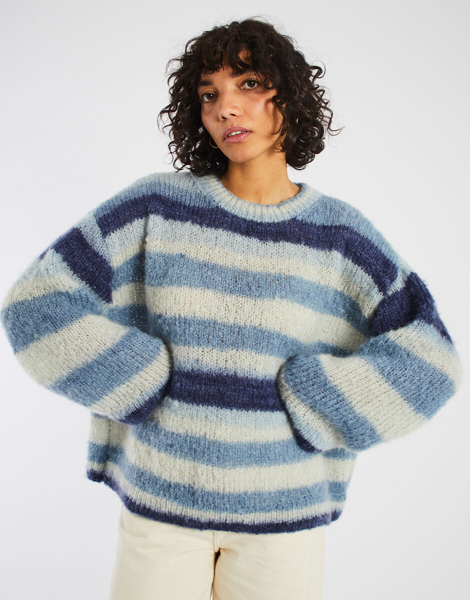 Pull Hot To Go Umbrella Blue Stripe