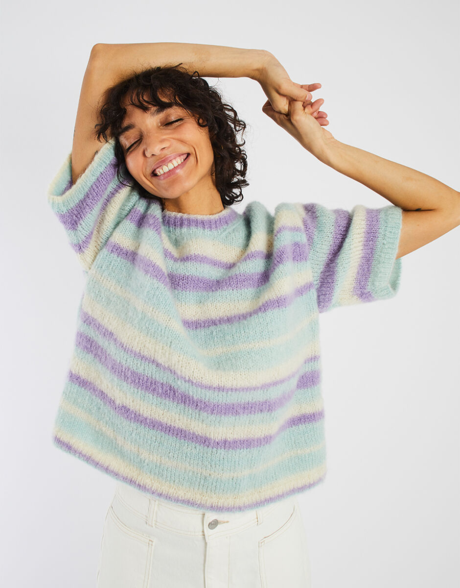 Casual Sweater Diamond Blue Stripe