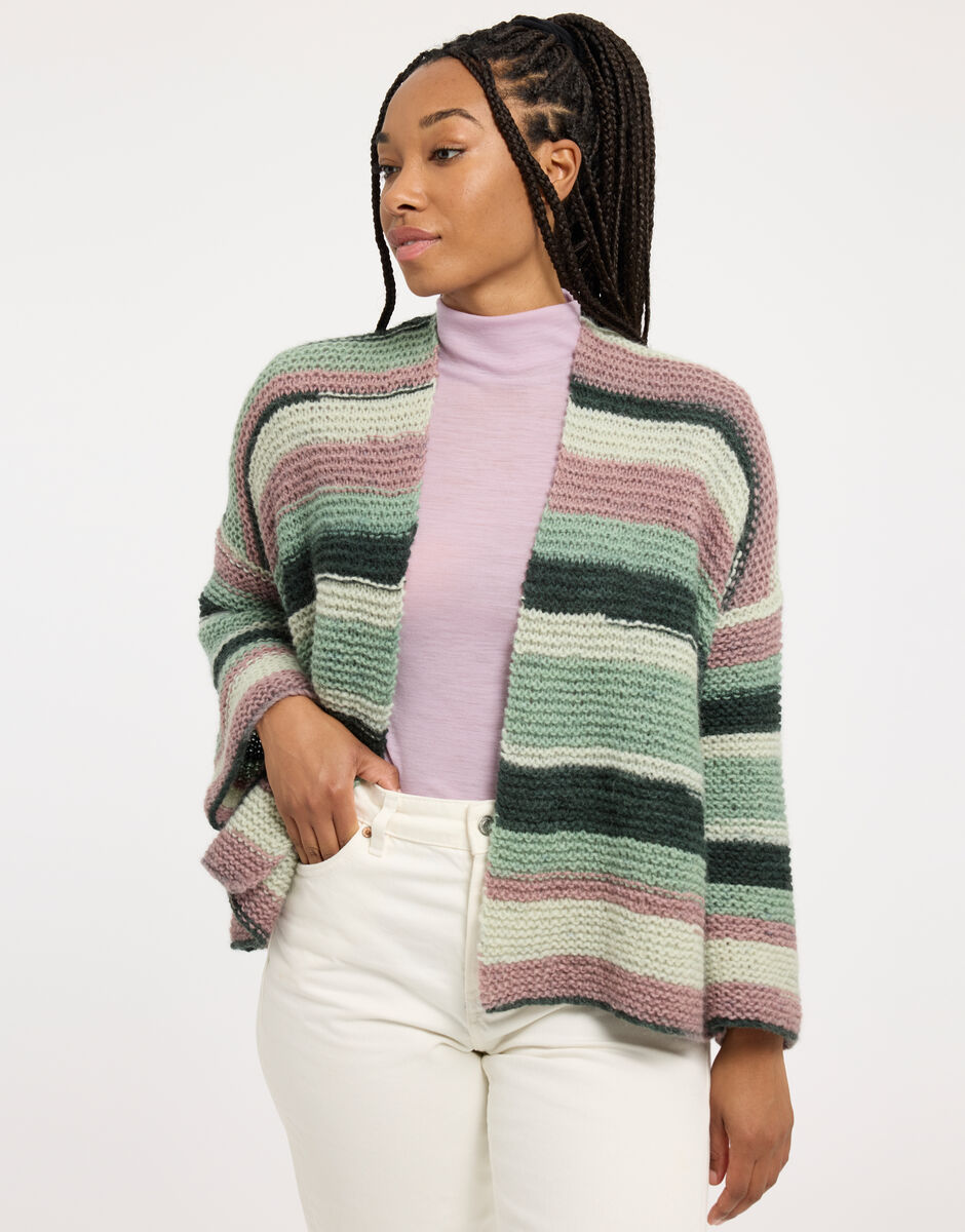 Nina Cardigan Forest Green Stripe